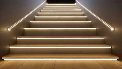 floating steps with led strip lights underneath each stair