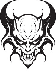 Sinful Symbolism Evil Devilhead in Black Color Vector Design Demonic Design Devilhead Tattoo Artistry in Black Iconic Logo
