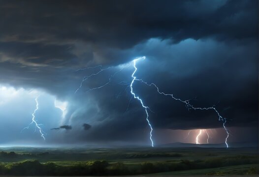 A picture of a storm with a bright bluel light in the background from Generative AI