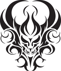 Demonic Design Devilhead Tattoo Artistry in Black Iconic Logo Shadowed Sin Evil Devilhead Emblem in Black Vector Art