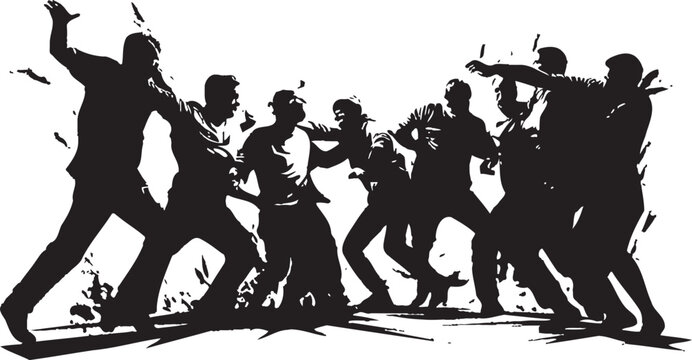 Noir Skirmish Black Vector Brawl Emblem Obsidian Clash Group Fighting Icon Design