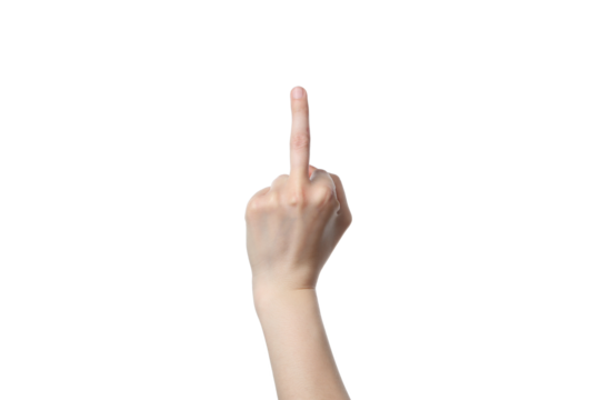 PNG,female hand showing middle finger, isolated on white background - Powered by Adobe