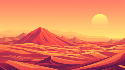 Desert Landscape with a Grainy Gradient Mirage, where Illusion and Reality Merge.