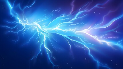 Lighting effect, cartoon thunder mystic spark, magic electric strike, overlay bright glowing effect on black. Abstract blue lighting. Generative AI.
