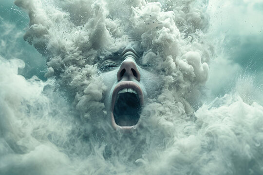 Identical to Image 3 with a face screaming within a cloud formation