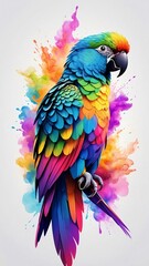 Geometric parrot in Vibrant Smoke, Vector Art with Watercolor Hues - obrazy, fototapety, plakaty