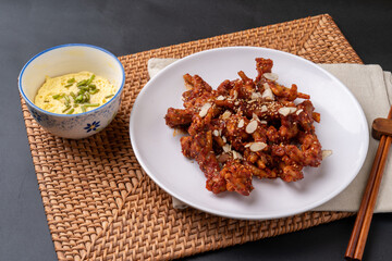 Stir-fried spicy soup, stir-fried chicken feet, steamed monkfish, Korean food, chicken feet,...