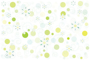 Illustration, pattern of flower with circle and line on white background.