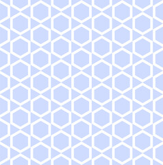 Fototapeta premium Seamless Geometric Hexagons and Triangles Light Blue Pattern.