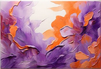 Hand painted background in violet and orange colours from Generative AI