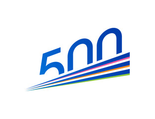 navy blue 500 logo. fast 500 count concept. 500 for economy, industry and success