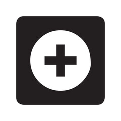 Add icon vector. Plus icon logo design. Medical cross symbol in square isolated on white background