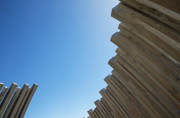 Napier Hawke's Bay New Zealand. Coast. Boulevard. Walkway. Park.Marine parade. Wooden beams.