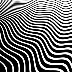 Black and White Wavy Lines Pattern. Abstract Textured Background.