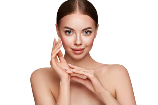 Portrait beautiful young woman with clean fresh skin. Model with healthy skin, close up portrait. Cosmetology, beauty and spa