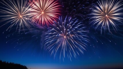 Fototapeta na wymiar festive fireworks in the night sky