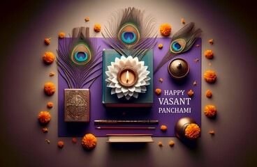 Top view image of vasant panchami decoration.