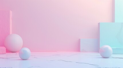 Abstract room interior with pink and blue neon light. 3D Rendering