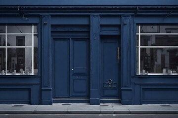 dark blue storefront template , vintage boutique facade - obrazy, fototapety, plakaty