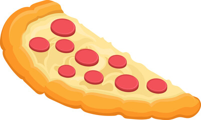 flat illustration icon symbol, half slice of delicious pizza with sausage topping