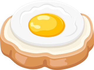 flat illustration icon symbol, sunny side up egg on white bread