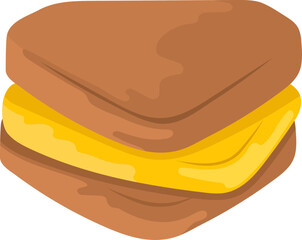 flat illustration icon symbol, thick cheese sandwich