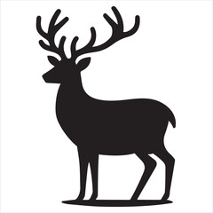 Obraz premium Deer Silhouettes black and white Deer vector Pro Vector