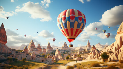 3d realistic balloon in Cappadocia  - obrazy, fototapety, plakaty