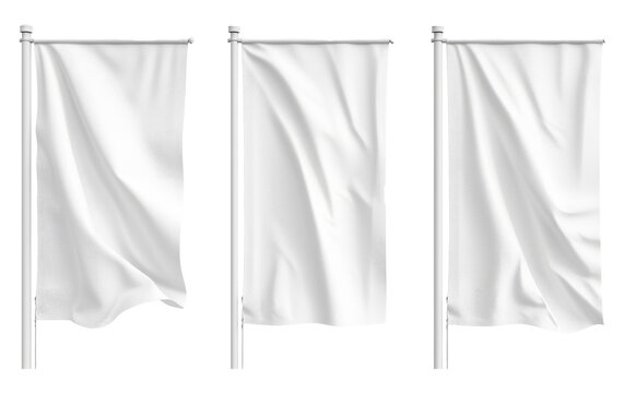 White pennant flags mockup Realistic 3d set