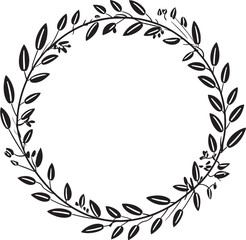 Nightfall Foliage Foliage of Night Black Doodle Leaves in Wreath Eclipse Essence Essence of Intricate Black Doodle Leaves in Wreath