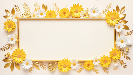 White and Golden Frame With Flowers