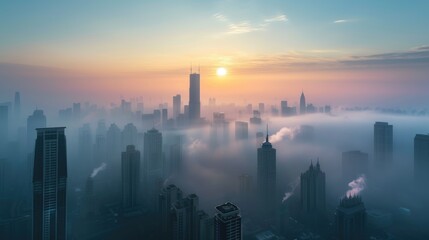 Fototapeta premium City skyline, air pollution