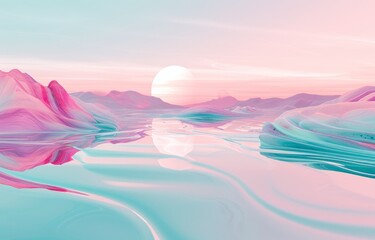 3d illustration of an alien planet with the moon in the background