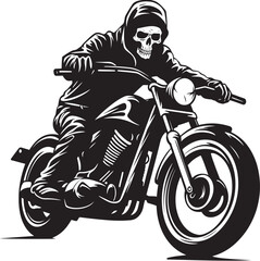 Ghostly Glide Motorcycle Skeleton in Dark Vector Design Phantom Blaze Biker Skeleton Silhouette in Black Leather