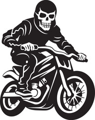 Obraz premium Phantom Blaze Motorcycle Skeleton in Dark Vector Design Shadow Chopper Biker Skeleton Silhouette in Black Leather