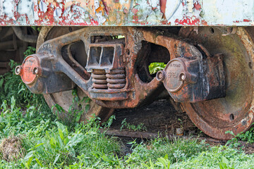 Rusty abandoned train wagons 