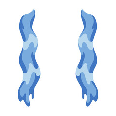 Cartoon tear drops icon. Sorrow cry streams, tear blob. Crying fluid, falling blue water drops. Isolated for sorrowful character weeping expression. Wet grief droplets