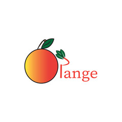 illustration of an orange. Orange logo design  with green leaf and this is a vector logo design.