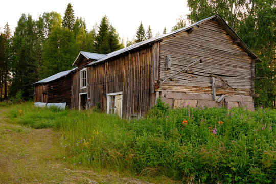 old wooden barn in  the north of Sweden