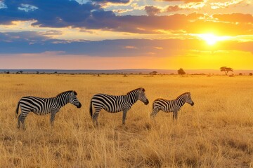 Zebras in the  Africa - obrazy, fototapety, plakaty