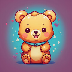 Cute little bear is sitting. Cartoon icon illustration.
