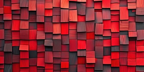 Abstract block stack wooden 3d cubes on the wall for background banner panorama - Red wood texture for backdrop or wallpaper, Generative AI