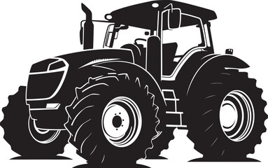 Field Forge Contemporary Tractor Icon Harvest Hero Powerful Tractor Vector Emblem in Black