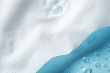 Closeup of water droplets flowing through absorbent pad for advertising diapers and sanitary napkins. Soft comfort from sponge pads and hygroscopic tablets. Generative AI
