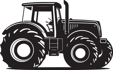 Farm Forge Black Tractor Logo Vector Design Rural Renegade Powerful Tractor Icon in Black
