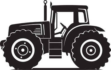 Obraz premium Agrarian Ace Black Tractor Vector Logo Design Icon Farm Fury Powerful Tractor Emblem in Black