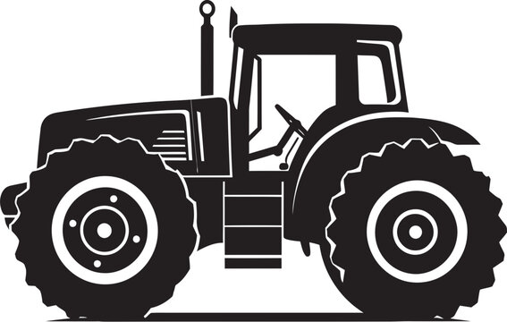 Agrarian Ace Black Tractor Vector Logo Design Icon Farm Fury Powerful Tractor Emblem in Black