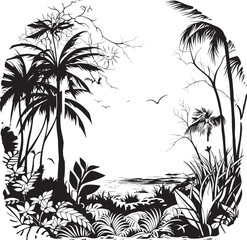 Midnight Safari Black Jungle Logo in Vector Panthers Domain Shadowed Jungle Icon