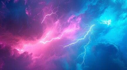 Thunderstorm flash. Flash of lightning. Natural light effect