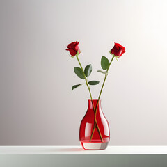 red roses in a vase, Valentine's Day, International Women's Day
